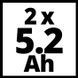 Акумулятори 2 шт 5,2 Ah 18V PXC PLUS Twinpack Einhell Power X-Change (4511526)